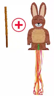 Rabbit Conejo Pinata Piñata Birthday Party Pull string Hit Stick Easter Parties