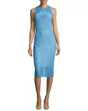 NWT Diane von Furstenberg Blue Lace & Basketweave Sheath Dress 10 $368