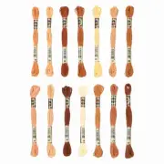 14 Skeins Embroidery Floss, Polyester Threads Multicolored Yellow Brown