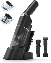 [MUZAP] Handheld Vacuum Cordless,15KPA Powerful Car Vacuum,Last 30 Minutes,Rechargeable+Charging Base,500ML Detachable Dust Cup,1.4lb Lightweight,2-in-1 Cleaning Brush,Clean Kitchen,pet Hair,car,Black