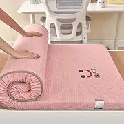 Japanese Futon Floor Mattress, Dormitory Mattress, Portable and Foldable for Single/Double/Queen/King Size Bed Mat(Pink,180x200cm)