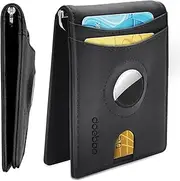 [doeboe] AirTag Wallet Holder, Wallet for Men Genuine Leather Credit Card Bifold Wallet with Money Clip, Minimalist RFID Slim Front Pocket Wallet, Airtags Accessories for Men Women