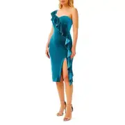 AIDAN Mattox Ruffled Off the Shoulder Sheath Dress Velvet Tempestel 6 NWT $195