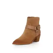 Sam Edelman Riker Ankle Boots Golden Caramel Velutto Pointed Toe Suede Leather