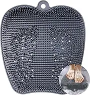 Extra Thicker & Larger Foot Scrubber Mat for Shower, Silicone Back Body Exfoliator Massager Cleaner Washer with Non Slip Suction Cup, Exfoliating Scrub Brush Pad for Women Men Elderly