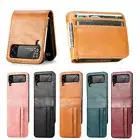 For Samsung Galaxy Z Flip3 5G Flip4 Flip5 Premium Leather Card Wallet Case Cover