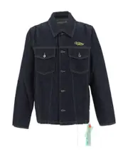 Off-White Logo Embroidered Wave Off Denim Jacket S Black