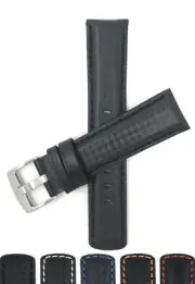 20mm Leather Carbon Fiber Pattern Watch Band for Technomarine Manta, Ray, Sea