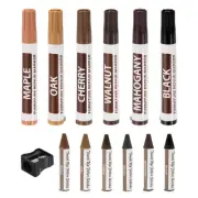 Furniture Repair Kit Wood Markers, Set of 13 Markers and Wax Sticks, Sharpener