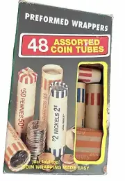 Coin Wrappers 48 Assorted Coin Tubes Penny Nickel Dime Quarters