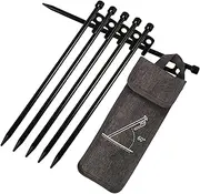 TOGEVAL 1Set Metal Tent Pegs Heavy Duty Ground Stakes with Carrying Bag for Camping Easy to Use and Reusable Durable Design for Secure Tent Fixing Windy Conditions