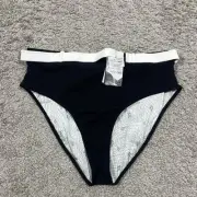 NWT VOLCOM Women's Belted Ribbed Retro Hipster Bikini Bottom Swim Surf Beach XXL