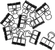 Hohopeti 10pcs Metal Binder Clips Office Clip Strong Hold Paper Multi-Function File Clamps Black