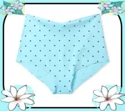 XL Brt Sky Blue Black Dot NO SHOW Victorias Secret High Waist Midi Brief Pantie