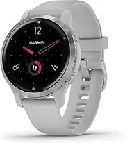 [Garmin] Venu 2S, Smaller-Sized GPS Smartwatch with Advanced Health Monitoring and Fitness Features, Silver Bezel with Light Gray Case and Silicone Band
