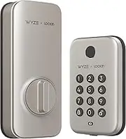 Wyze Auto-Lock Bolt, Fingerprint Unlock with Keypad, Electronic Entry Door Smart Deadbolt Lock, IPX5 Weatherproof, Easy Installation, Satin Nicke