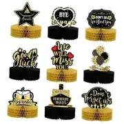 9 Pcs Going Away Party Decorations Black Gold Farewell Party Table Honeycomb