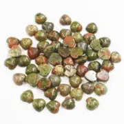 100PCS Natural Unakite Stone 10mm Heart Shape Cab Cabochons DIY Jewelry No Holes