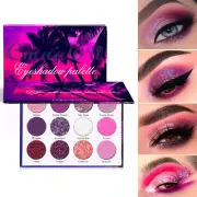12 Colors Purple Eyeshadow Palette, Shiny Matte Japanese Beauty Products