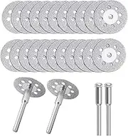 Staright 24pcs Diamond Cutting Wheels 22mm Diameter Cut Off Discs with 4pcs 3mm Mandrels Replacement for Dremel Rotary Tools