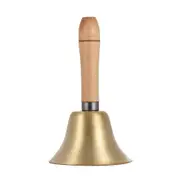 Brass Hand Bell Loud Call Bell Handbell Desk Ringbell with Wooden Handle for Wedding Festival