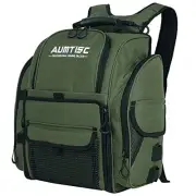 Fishing-Backpack Large Tackle-Bag - with Protective Rain Cover and 4 green