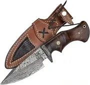 Handmade Carbon Steel Knife - Fixed Blade Full Tang Camping Knife - Hunting Bushcraft Knife With Leather Sheath - Utility Outdoor Knives - Scandinavian Sharpening Camp Knife