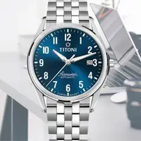 在飛比找momo購物網優惠-【TITONI 梅花錶】宇宙系列 復古數字 自動機械腕錶 4