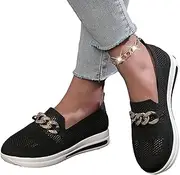 BUNIQ Walking Shoes for Women with Arch Support - Flat Shoes for Women with Arch Support | Women Casual Shoes for Leisure, Walk, Work, Shopping, Gardening Black