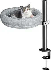mivceklw Desktop Cat Bed with Pet Mat, Comfortable Kitten Furniture Shelf Attachment, Easy-to-Install Tabletop Cat Lounger for Study Rooms and Dorms, Compact Desk Cat Bed for Work and Study Areas