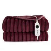 Dreamaker Chunky Embossed Fleece Electric Heated Throw Blanket [180x200cm] (Cherry)
