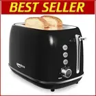 Elegant Retro Toaster with Bagel, Cancel, and Defrost - Black Stainless Steel