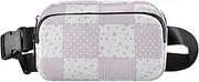 [Amooorous] Purple and White Plaid Fashion Fanny Pack Waist Bag for Women Men Mini Bum Bag Belt with Adjustable Strap for Shopping Sports Work, Purple and White Plaid, 1 size
