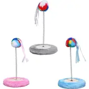 3x Paws & Claws Cat Pet/Kitten 26.5cm Scratch Pad w/ Spring Pom Pom Toy Assorted