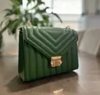 Michael Kors Whitney PVC Medium Flap Chain Shoulder Bag Handbag NWT Fern Green