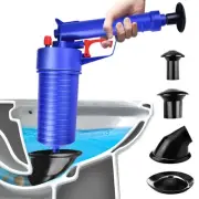 Toilet Plunger Set, Drain Clog Remover with 4 Sized Suckers, High Pressure Ai...