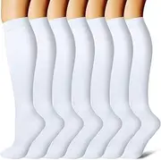 [BIQU] 7 Pairs Compression Socks Women Men - Best Medical, Nursing, Athletic, Edema, Diabetic,Varicose Veins,Maternity,Travel,Flight Socks,Shin Splints - Below Knee High