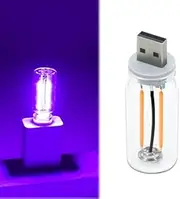 dcvbny 3 Pack USB LED Car Interior Atmosphere Light, Plug-in USB Automotive Ambient Lighting Retro Lamps, Retro Ceramic LED Glass Bottle Nightlight for Car, Bedroom - Touch Control (Violet Light)