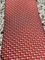 Salvatore Ferragamo Men's F Rosso Trumpet Print Silk Tie $210 Red NWT New