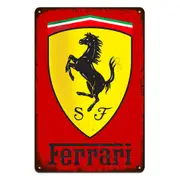 3x Ferrari S.f Red Tin Metal Sign Rustic Look Vintage Man Cave Car