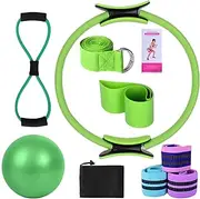 Pilates Ring Set, Pilates Equipment Set - Exercise Ball, Pilates Ring Kit, Home Equipment, Strelet Belt, Multifunctional Workouts Accessories for Adults Women, Gym