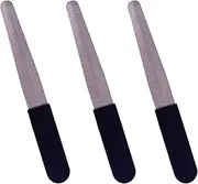 Metal Nail File (3 Pack), Heavy Duty Nail Files for Natural Nails Stainless Steel Diamond Fingernail Files with Non Slip Handle, Sapphire Grit Sword Finger Nail Filers Black