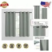 Elegant Greyish Green Room Darkening Curtains, 42x48, Set of 2 for Stylish Homes