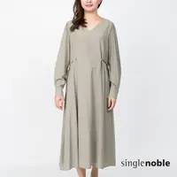 在飛比找momo購物網優惠-【SingleNoble 獨身貴族】知性典雅純色收腰綁帶洋裝