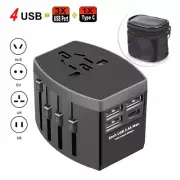 4 in 1 Adapter Plug US/AUS/UK/EU International Travel Plug with 3*USB+1*Type-C