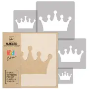 5x reusable PLASTIC Stencils / 13.4" to 3.5"/ Nursery KIDS Template / CROWN