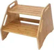 Toilet Stool Squat Adults Toilet Auxiliary Step, Double Layer Wooden Step Stool, Bedside Step Ladder for Indoor Outdoor