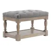 American Home Classic Athena 17" Solid Wood and Fabric Stool in Frost Gray