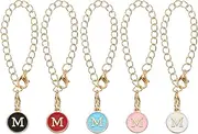 [sourcing map] 5 Pcs M Letter Charm Accessories for Tumblers with Handle, 5 Colors Initial Name ID Personalized Handle Letter Charm, Black, White, Red, Pink, Blue, 0.45"