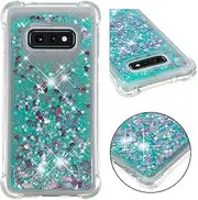 LEMAXELERS Compatible with Galaxy S10e Case, Bling Glitter Liquid Clear Case Floating Quicksand Shockproof Protective Sparkle Silicone Soft TPU Case for Samsung Galaxy S10e. YBL Love Green